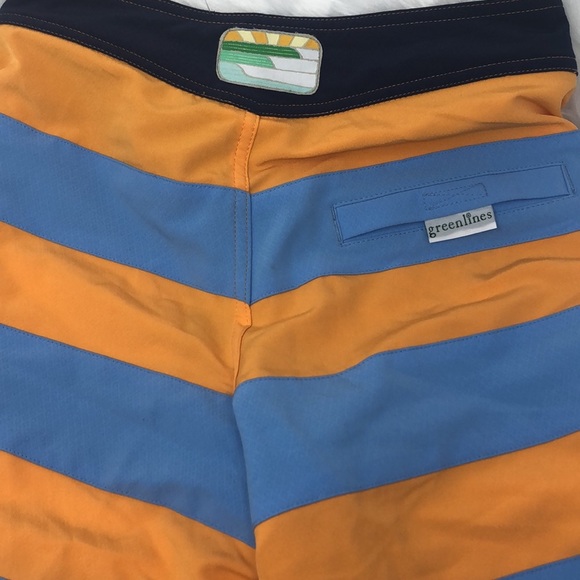 Greenlines BroadShorts For Teens Size 26 Basque Light Blue and Orange with Navy - Picture 7 of 8